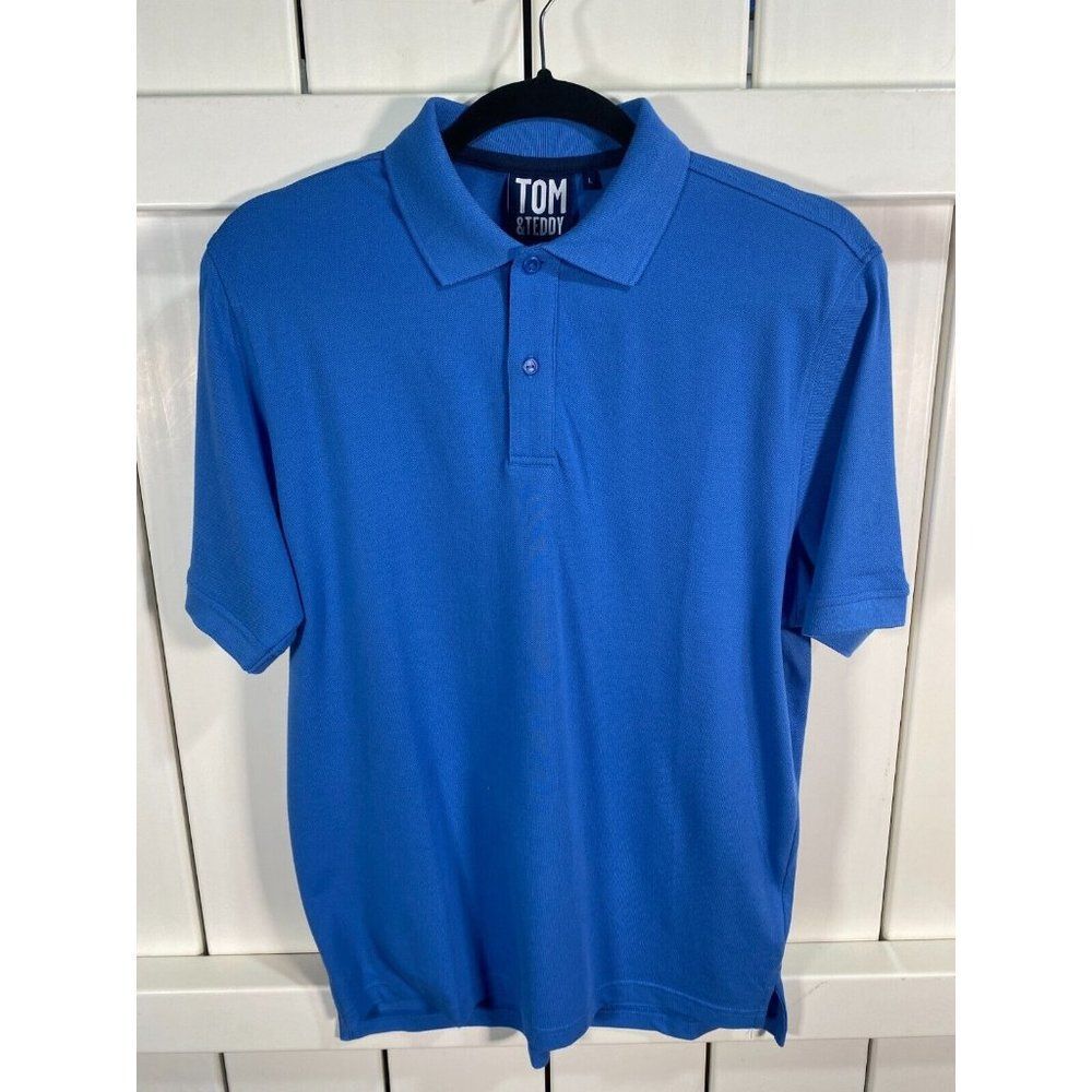 New Tom & Teddy Men's 100% Pima Cotton Polo Shirt Blue Large